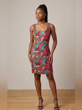 NWT Vintage 90s Tahari 100% Silk Mini Sheath Dress Size 6 Baroque